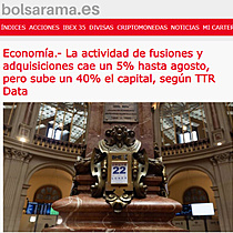 Economa.- La actividad de fusiones y adquisiciones cae un 5% hasta agosto, pero sube un 40% el capital, segn TTR Data